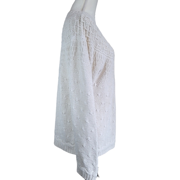 The Woolrich Woman Vintage Cream Fisherman Knit Sweater Size Large - Picture 2 of 13